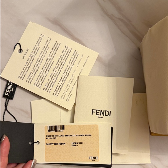 F for Fendi Metallic Logo Hoop Earrings - Picture 2 of 4